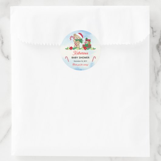 ホリデーボーイベアーリー待ちベビーシャワーありがとう ラウンドシール (バッグ)