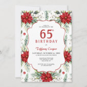 ホリデーポインセチア65誕生日 招待状 (正面)