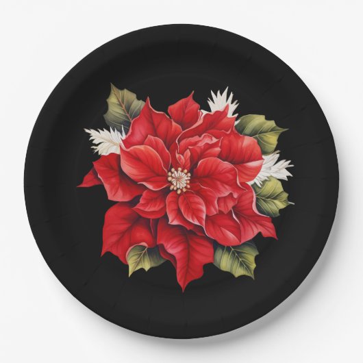 ホリデーポインセチア ペーパープレート (正面)