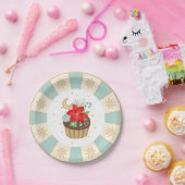 ホリデーポインセティアカップケーキクリスマスプレート ペーパープレート (パーティー)