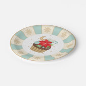 ホリデーポインセティアカップケーキクリスマスプレート ペーパープレート (アングル)