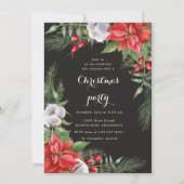 ホリデーポインセティアグリーンリークリスマスパーティー 招待状 (正面)