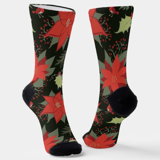 ホリデーポインセティアスアンドホリーフェスティバル ソックス (傾斜あり)