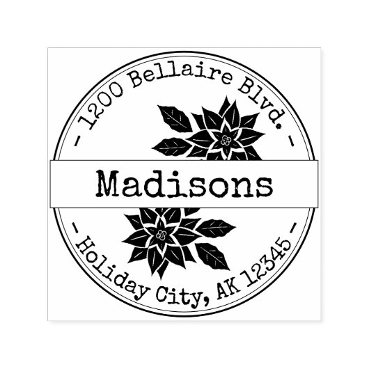 ホリデーポインセティアスタイプライターフォント差出人住所 セルフインキングスタンプ (デザイン)