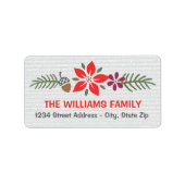 ホリデーポインセティアレッド&グレー差出人住所 ラベル (正面)