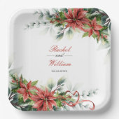 ホリデーポインセテ結婚ィアの紙プレート ペーパープレート (正面)