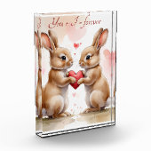 ホリデーポストカードロマンチックバニーカード フォトブロック (左)
