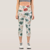 ホリデーポパターン（の模様が）あるインセッティア2 – カラーハイウェスト カプリレギンス (正面)