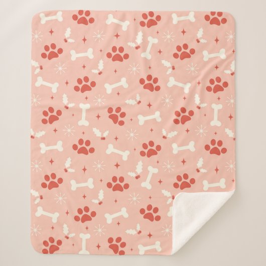 ホリデーポーズ&ボーンズのクリスマスパターン シェルパブランケット (正面)