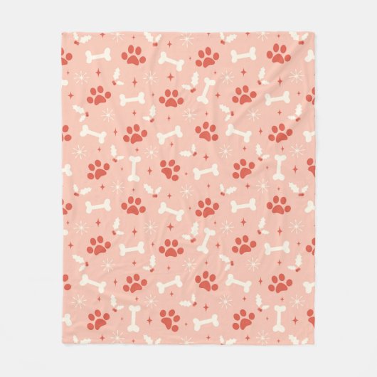 ホリデーポーズ&ボーンズのクリスマスパターン フリースブランケット (正面)