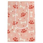 ホリデーポーズ&ボーンズのクリスマスパターン ミディアムペーパーバッグ (裏面)