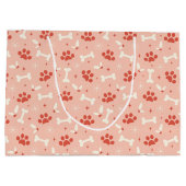 ホリデーポーズ&ボーンズのクリスマスパターン ラージペーパーバッグ (裏面)