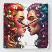 ホリデーポートレートオブトゥーウィメンズ スクエア壁時計 (正面)