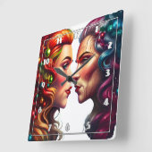 ホリデーポートレートオブトゥーウィメンズ スクエア壁時計 (傾斜)