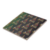 ホリデーマットグリーン金ゴールドクリスマスツリーパターン タイル (側面)