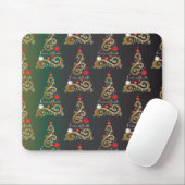 ホリデーマットグリーン金ゴールドクリスマスツリーパターン マウスパッド (マウス)