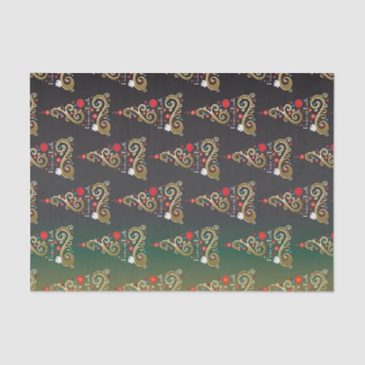 ホリデーマットグリーン金ゴールドクリスマスツリーパターン 薄葉紙 (正面)