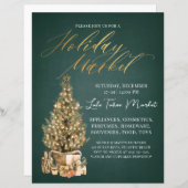 ホリデーマーケットフライヤークリスマスグリーン招待状 (正面/裏面)