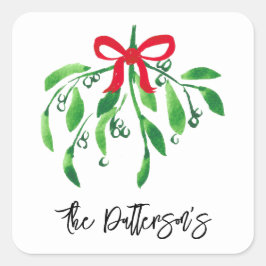 ホリデーミスタントエネームフェスティバルレッドグリーンキス スクエアシール