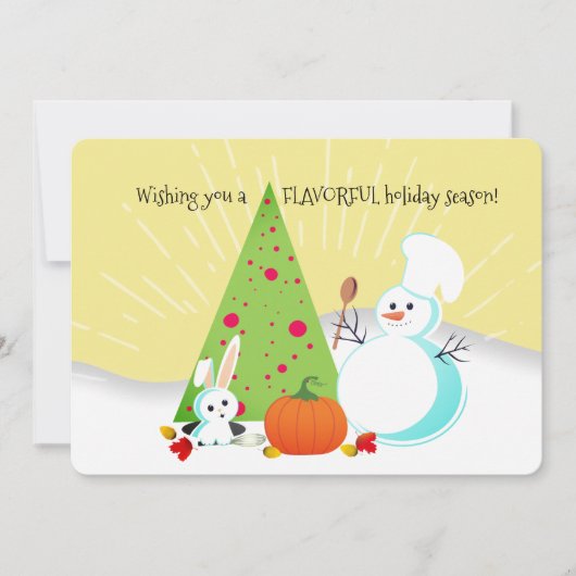 ホリデーミックス雪だるまシェフケータリングクリスマスカード シーズンカード (正面)