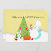 ホリデーミックス雪だるまシェフケータリングクリスマスカード シーズンカード (正面/裏面)