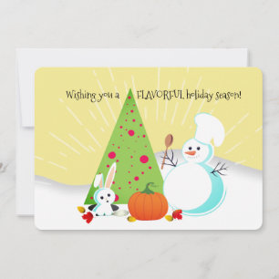 ホリデーミックス雪だるまシェフケータリングクリスマスカード シーズンカード