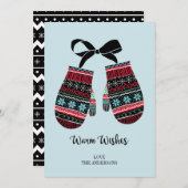 ホリデーミッテンス暖かいウィズクリスマスカード シーズンカード (正面/裏面)