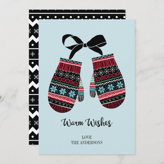 ホリデーミッテンス暖かいウィズクリスマスカード シーズンカード (正面/裏面)