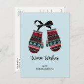 ホリデーミッテンス暖かい願いクリスマスポストカード シーズンポストカード (正面/裏面)