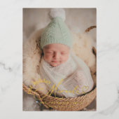 ホリデーミラクル エレガントスクリプト 誕生のお知らせ 箔招待状 (正面)