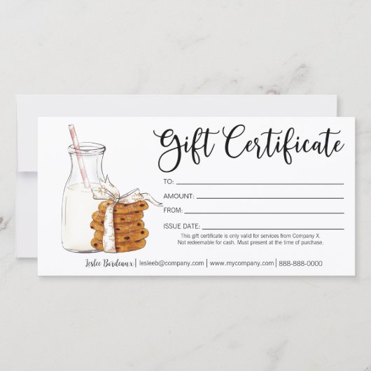 ホリデーミルクとクッキーのギフト証明書 (正面)