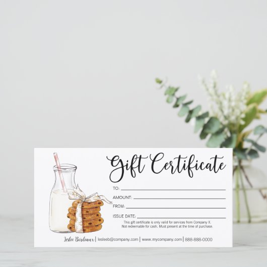 ホリデーミルクとクッキーのギフト証明書 (スタンド正面)
