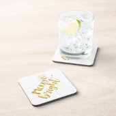 ホリデーメリーとブライトフェイク金ゴールドタイポグラフィ コースター (右側)