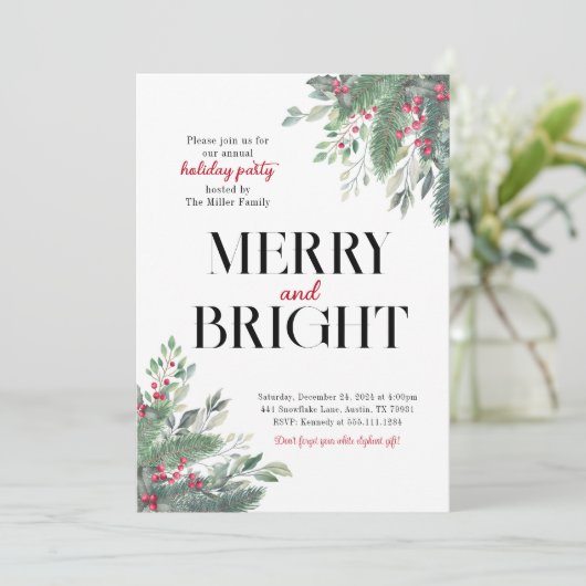 ホリデーメリーアンドブライトディナーパーティの招待状 招待状 (スタンド正面)