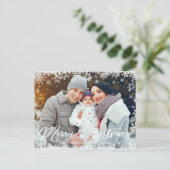 ホリデーメリークリスマススノーフレークフォトポストカード ポストカード (スタンド正面)