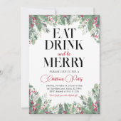 ホリデーメリークリスマスディナーパーティの招待状 招待状 (正面)