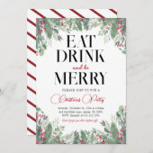 ホリデーメリークリスマスディナーパーティの招待状 招待状 (正面/裏面)