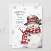 ホリデーメリークリスマスパーティー雪だるま招待状 案内状 (正面)