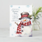 ホリデーメリークリスマスパーティー雪だるま招待状 案内状 (スタンド正面)