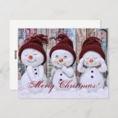 ホリデーメリークリスマス冬雪だるま シーズンカード (正面/裏面)