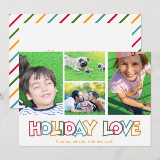 ホリデーメリーラブ&ブライト写真はがき サンキューカード (正面/裏面)