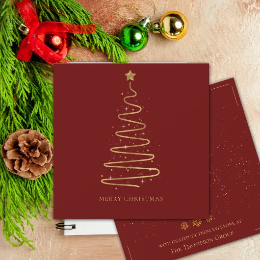 ホリデーメリー企業のクリスマスレッドと金ゴールド ノートカード