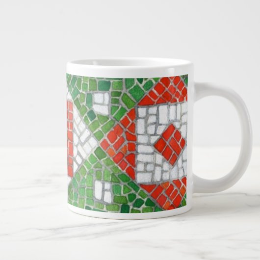 ホリデーモザイクビッグホワイトマグカップ ジャンボコーヒーマグカップ (右)