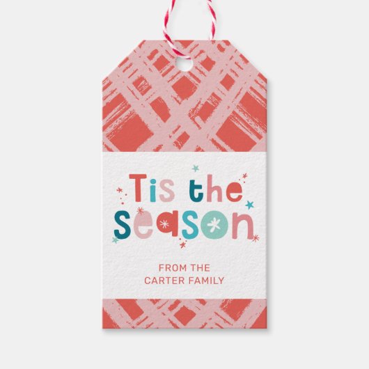 ホリデーモダンおもしろいタイポグラフィこのシーズン引用文 ギフトタグ (正面)
