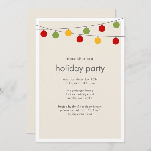 ホリデーモダンオーナメントディナーパーティの招待状 招待状 (正面/裏面)