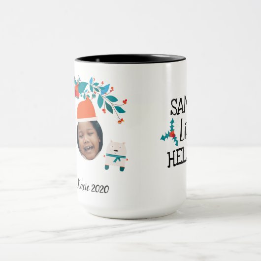 ホリデーモダンカスタム顔フォトキープサケ マグカップ (中央)