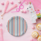 ホリデーモダンストライプ紙プレート ペーパープレート (パーティー)