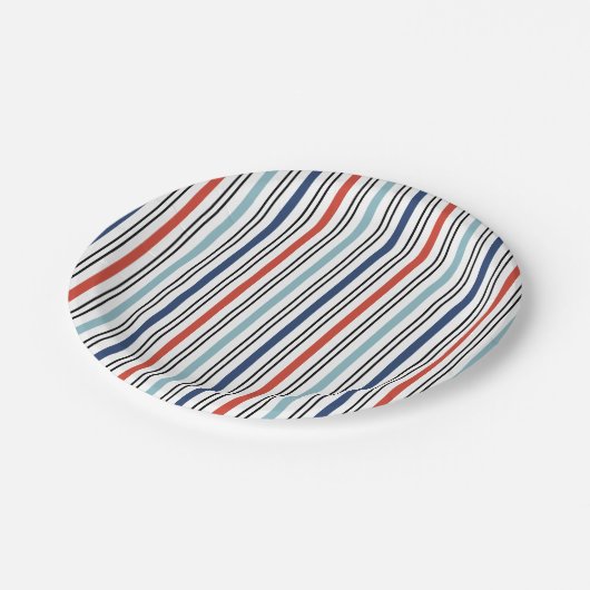 ホリデーモダンストライプ紙プレート ペーパープレート (アングル)