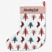 ホリデーモダンツリーパターン – Cookieカッター名 ラージクリスマスストッキング (裏面)