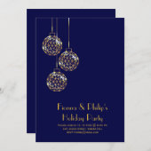 ホリデーモダンパーティー招待状 – 青 招待状 (正面/裏面)